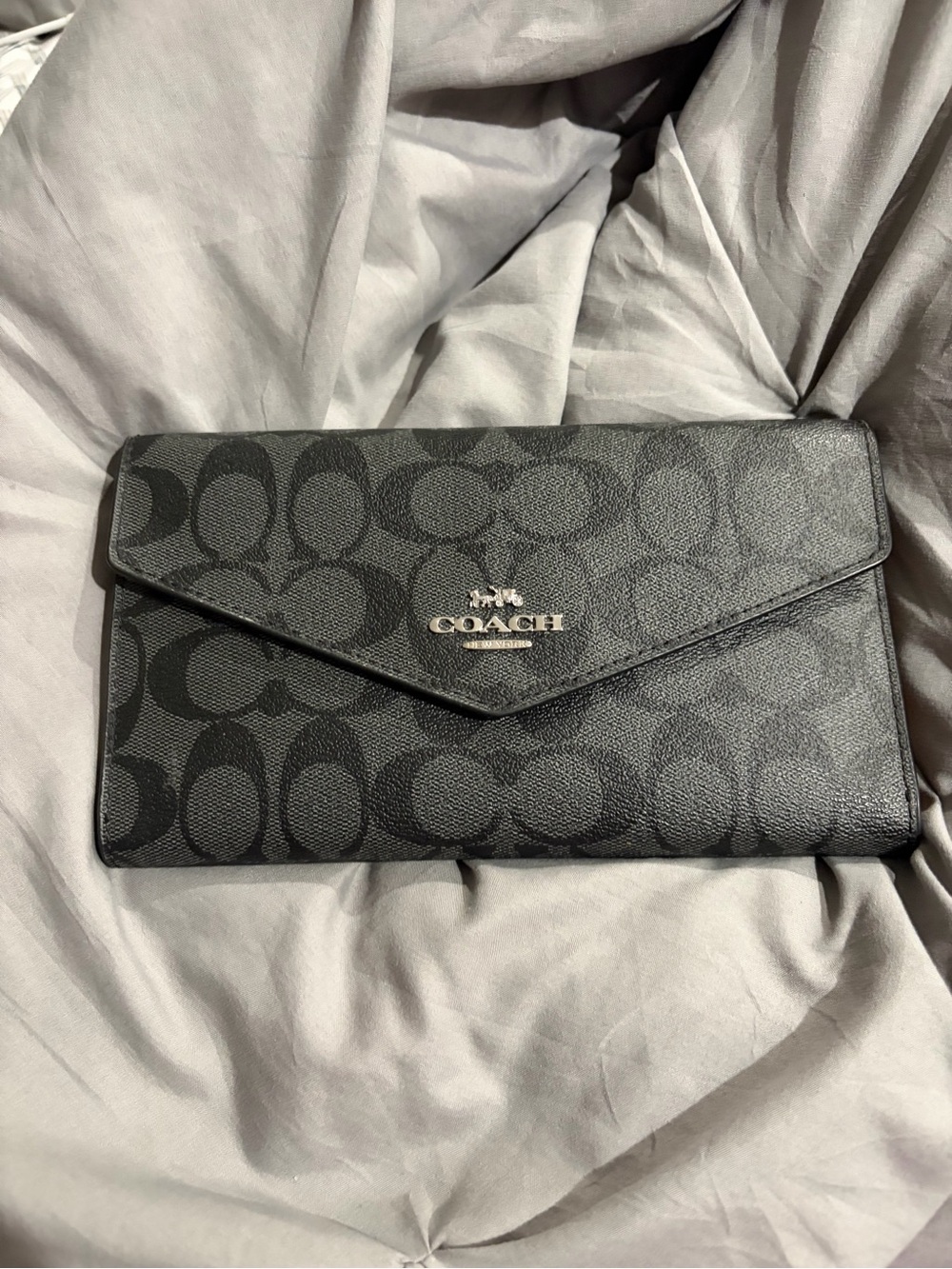 Coach Black Signature Envelope Clutch Wristlet